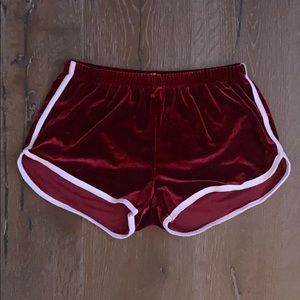 Burgundy velvet shorts